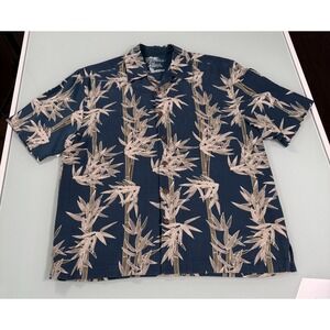Jamaica Jaxx Hawaiian Shirt Men's L 1005 Silk Bamboo Print Casual DadCore